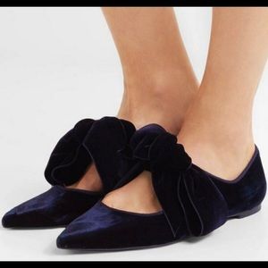 NWT Tory Burch Blue Pointed Flats Clara Bow sz 7.5